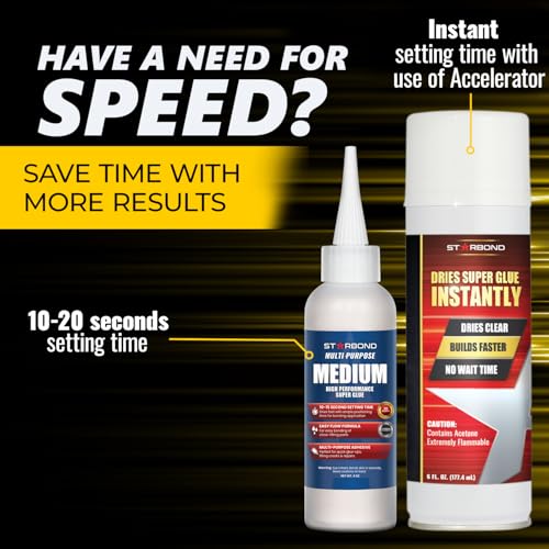 Starbond 4 oz Medium CA Glue with 6 oz Activator Bundle, Premium Cyanoacrylate Super Glue, for Quick Repair, Woodworking, Woodturning, Hobby Models - Image 3