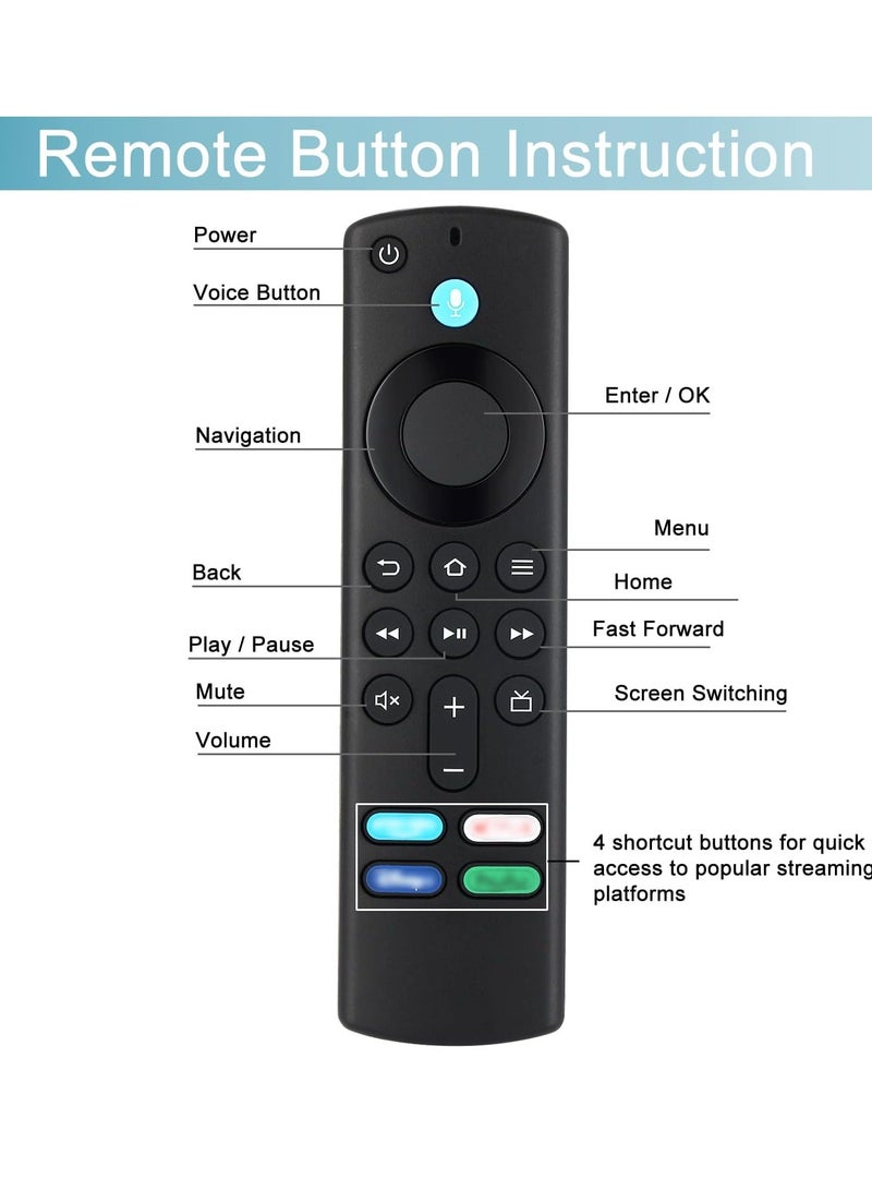 ELTRAZONE جهاز تحكم صوتي بديل (الجيل الثالث) لتلفزيونات فاير الذكية (لايت، 4K، 4K ماكس، الجيل الثاني، الجيل الثالث) جهاز تحكم تلفاز ذكي مكعب (الجيل الأول، الجيل الثاني) مع بطارية - Image 5