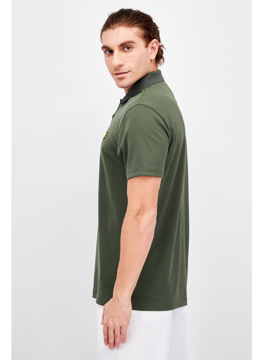 Lyle & Scott - Men Regular Fit Brand Logo Short Sleeve Polo Shirt, Cactus Green - Image 1