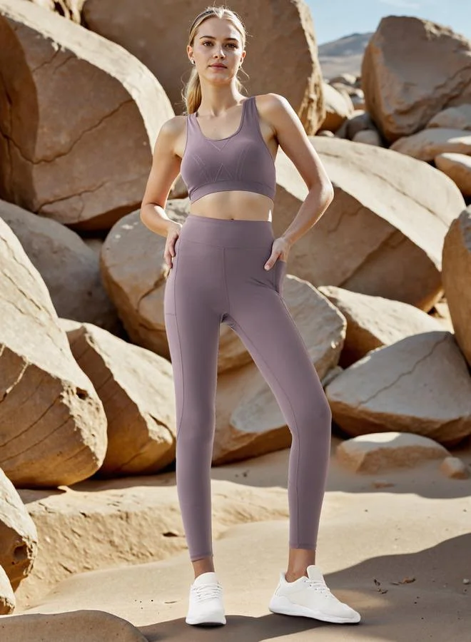 ADOT by Splash Textured Leggings with Elasticated Waistband and Pocket