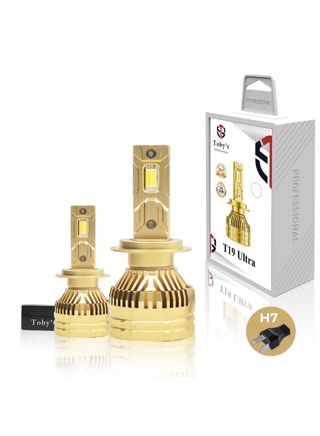 توبيز مصباح أمامي LED فائق الجودة T19 من توبي الجديد، 65 واط، لمبات متغيرة اللون (أبيض ماسي 6500 كلفن، أبيض دافئ 4300 كلفن) للضوء العالي، والضوء المنخفض، أو ضوء الضباب - H7