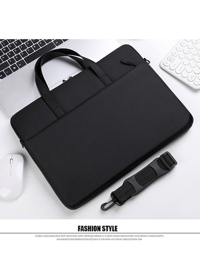 13 Inch Laptop Sleeve Shoulder Messenger Bag Carrying Case Briefcase Slim Protective Computer Sleeve with Handle Strap Pocket,Black - Image 2
