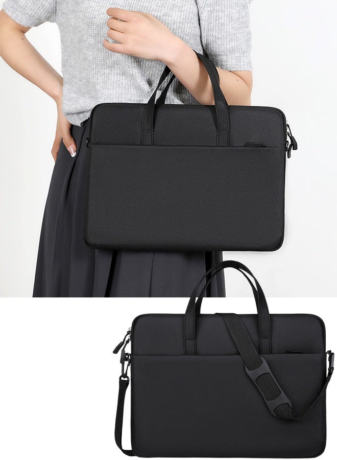 13 Inch Laptop Sleeve Shoulder Messenger Bag Carrying Case Briefcase Slim Protective Computer Sleeve with Handle Strap Pocket,Black - Image 1