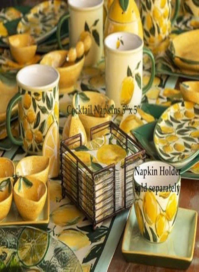 بوسطن انترناشيونال مناديل كوكتيل من مجموعة IHR Ideal Home، عبوة مناديل ورقية للاستخدام مرة واحدة، 3 طبقات، 5 بوصات × 5 بوصات، بنكهة الليمون والحمضيات - Image 3