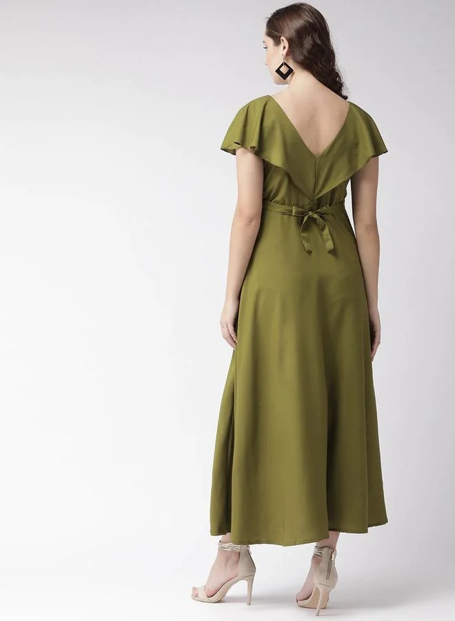 يو اّند اف Square Neck A-Line Maxi Dress with Frill Sleeves by Styli