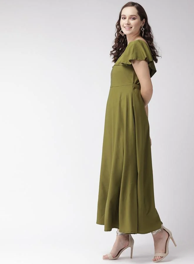يو اّند اف Square Neck A-Line Maxi Dress with Frill Sleeves by Styli