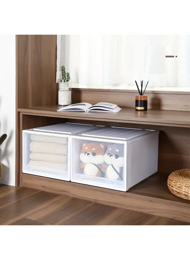 Ivory White Transparent Stackable Drawer Storage Box 6 74 Gallon Large Capacity Plastic Storage Cabinet For Clothes Toys Snacks Books And Miscellaneous Items - Image 1