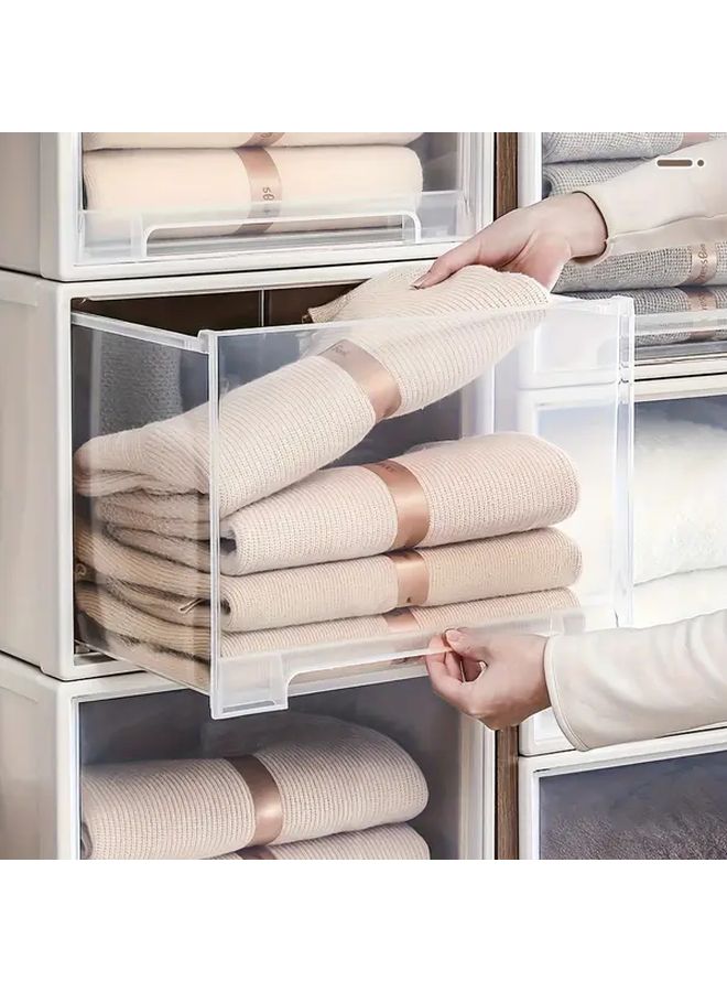 Ivory White Transparent Stackable Drawer Storage Box 6 74 Gallon Large Capacity Plastic Storage Cabinet For Clothes Toys Snacks Books And Miscellaneous Items - Image 3