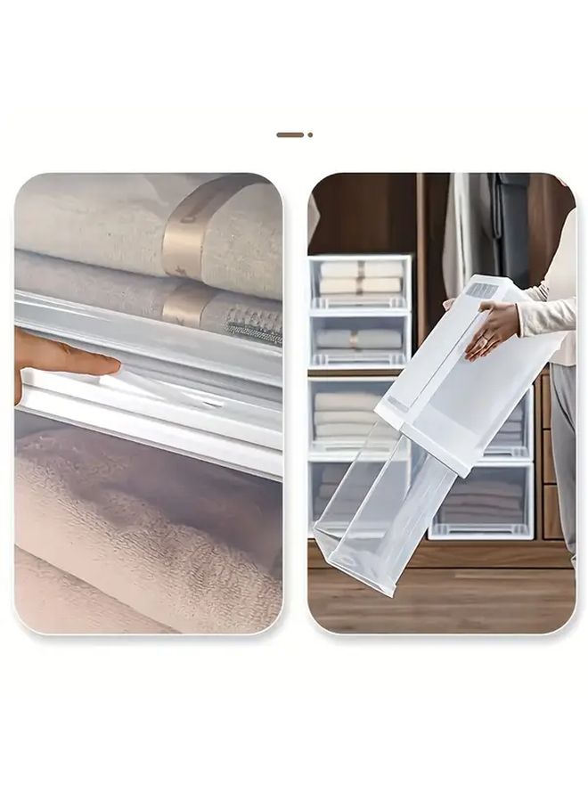 Ivory White Transparent Stackable Drawer Storage Box 6 74 Gallon Large Capacity Plastic Storage Cabinet For Clothes Toys Snacks Books And Miscellaneous Items - Image 4
