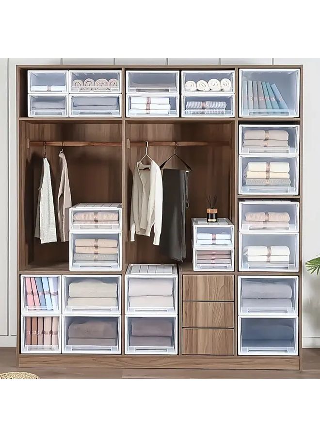 Ivory White Transparent Stackable Drawer Storage Box 6 74 Gallon Large Capacity Plastic Storage Cabinet For Clothes Toys Snacks Books And Miscellaneous Items - Image 2