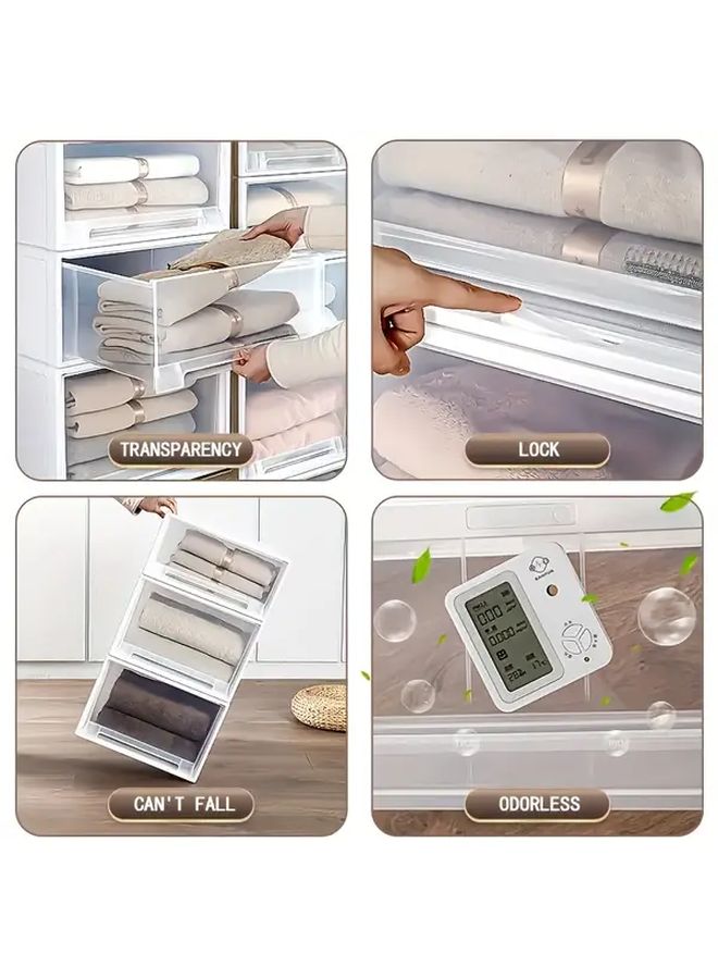 Ivory White Transparent Stackable Drawer Storage Box 6 74 Gallon Large Capacity Plastic Storage Cabinet For Clothes Toys Snacks Books And Miscellaneous Items - Image 5