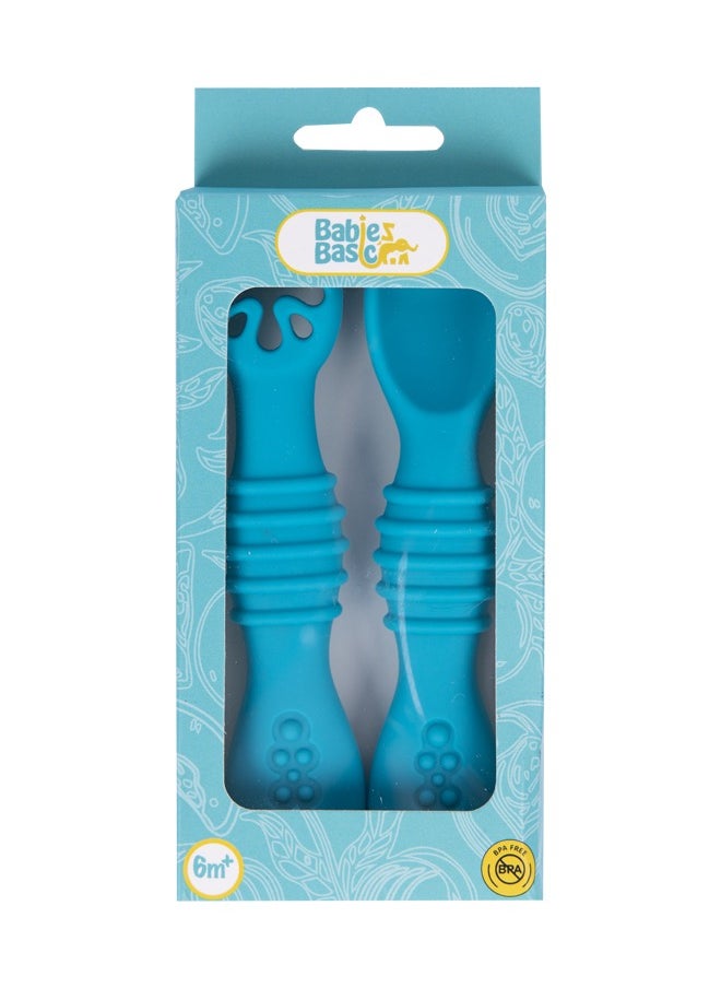 Babies Basic Soft Tip Bpa Free Silicone First Stage Training Spoon With Masher- Blue  - Image 4