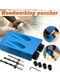 1 set 14pcs Liberhaus Pocket Hole Jig Kit - 15 Degree Angle Oblique Hole Locator for Precise Drilling - Woodworking Guide Tool for Dowel Drill Joinery - Includes 6/8/10mm Bits and Clamp