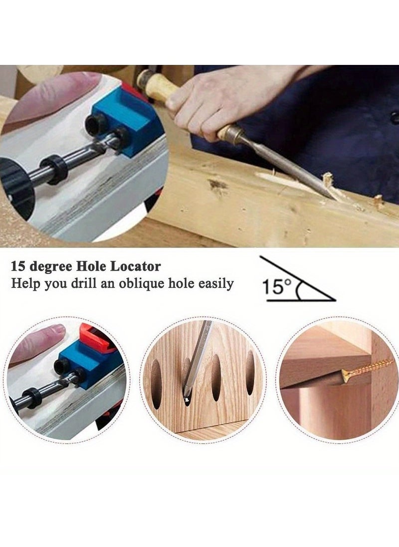 Generic 1 set 14pcs Liberhaus Pocket Hole Jig Kit - 15 Degree Angle Oblique Hole Locator for Precise Drilling - Woodworking Guide Tool for Dowel Drill Joinery - Includes 6/8/10mm Bits and Clamp  - Image 3