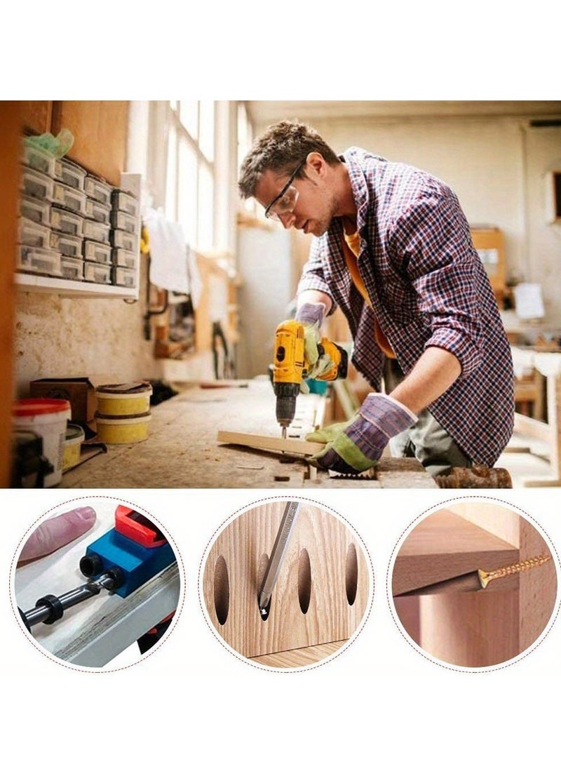 Generic - 1 set 14pcs Liberhaus Pocket Hole Jig Kit - 15 Degree Angle Oblique Hole Locator for Precise Drilling - Woodworking Guide Tool for Dowel Drill Joinery - Includes 6/8/10mm Bits and Clamp - Image 1