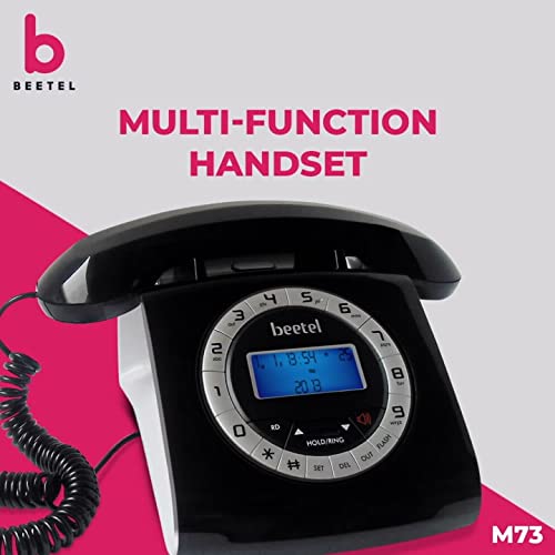 Beetel M73 Caller Id Corded Landline Phone with 16 Digit LCD Display, Retro Design, Alphanumeric Keypad, 2-Way Speaker Phone, Adjustable Ringer Volume (Black & White)(M73) - Image 5