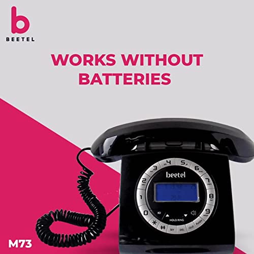 Beetel M73 Caller Id Corded Landline Phone with 16 Digit LCD Display, Retro Design, Alphanumeric Keypad, 2-Way Speaker Phone, Adjustable Ringer Volume (Black & White)(M73) - Image 4