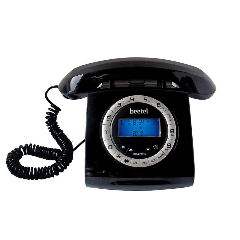 Beetel M73 Caller Id Corded Landline Phone with 16 Digit LCD Display, Retro Design, Alphanumeric Keypad, 2-Way Speaker Phone, Adjustable Ringer Volume (Black & White)(M73) - Image 2