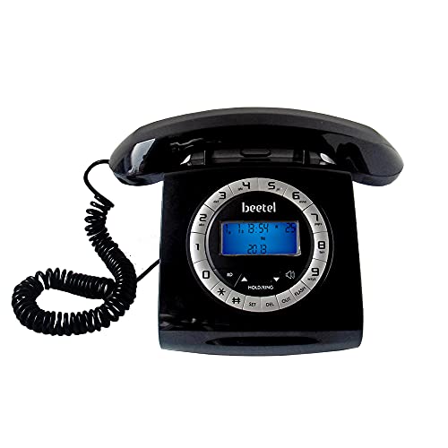 Beetel M73 Caller Id Corded Landline Phone with 16 Digit LCD Display, Retro Design, Alphanumeric Keypad, 2-Way Speaker Phone, Adjustable Ringer Volume (Black & White)(M73) - Image 1