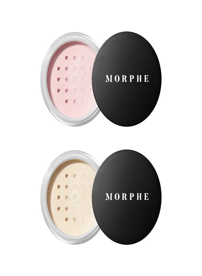 Morphe مجموعة مورفي توتال ميني لتفتيح وتثبيت البودرة - بودرة خفيفة الوزن وخالية من التلك لمكياج الوجه بلمسة طبيعية - تقلل اللمعان لمدة تصل إلى 24 ساعة - شفاف (2 عدد) - Image 1