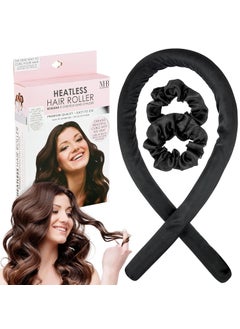 Expressions Expressions Heatless Hair Roller & Scrunchies Set - Classic Black Heatless Hair Curler Curling Headband, Hair Scrunchies & Heatless Curling Rod Headband, Curly Hair Products Hair Curlers 