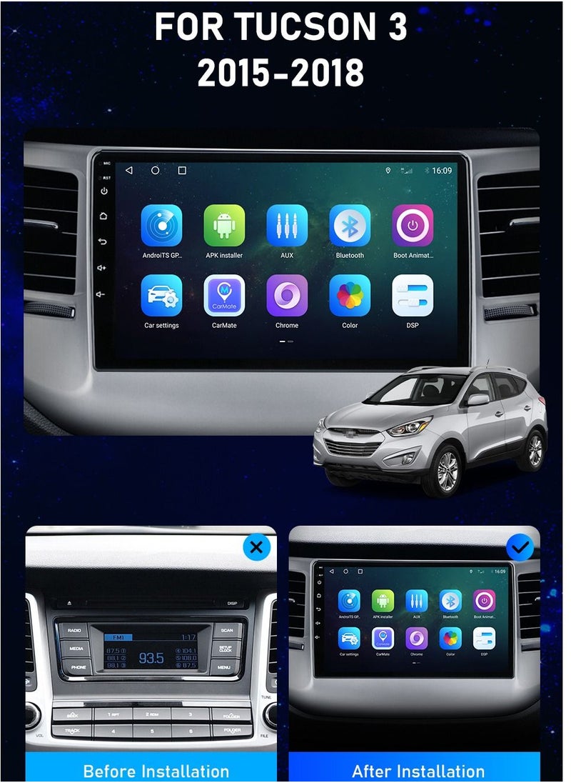 Android Screen For Hyundai Tucson 3 I35 2015 To 2018 4GB RAM Support Apple Carplay Android Auto Wireless QLED Touch Screen DSP AHD Camera Included SIM Card Support Bluetooth