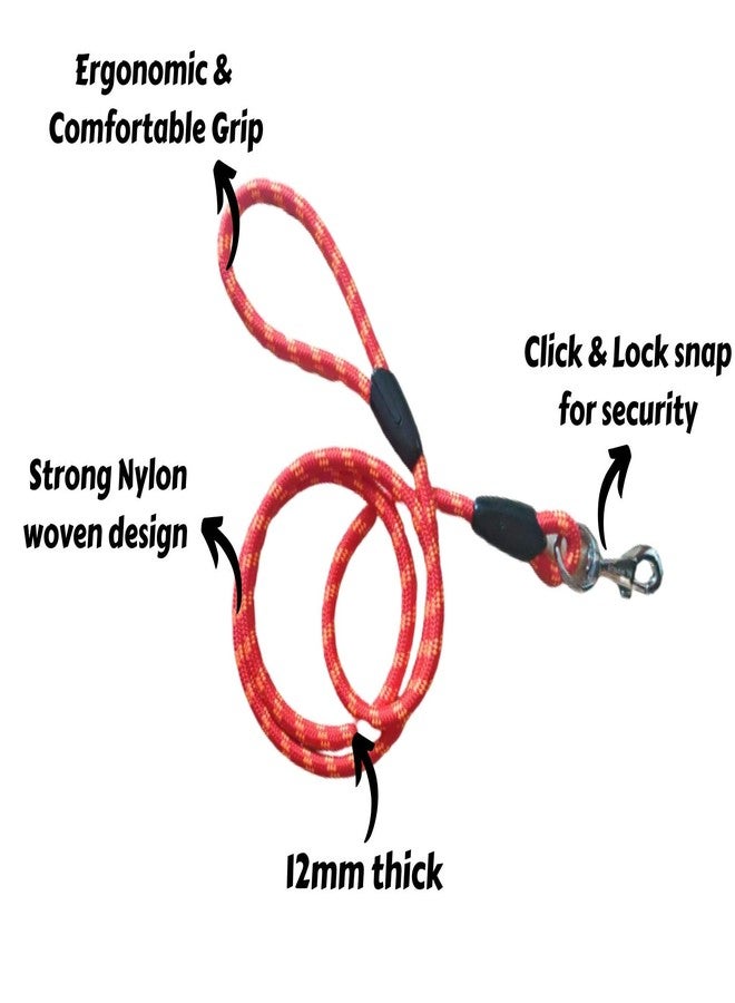 PawCloud Nylon Dog Rope Leash, Medium - 72 inch (6ft), Red -12mm - Image 3