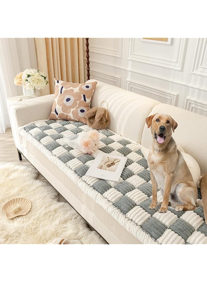 The Bros غطاء أريكة واقي، غطاء أريكة مربع من الفلانيل القابل للغسل، واقي أريكة غير قابل للانزلاق للكلاب الكبيرة والقطط وحيوانات الأليفة، غطاء سرير الأريكة