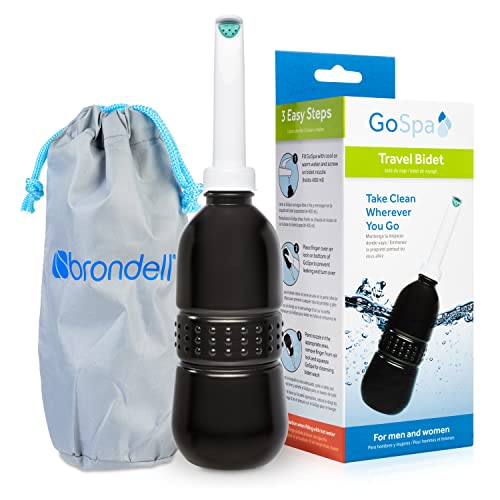 Brondell GoSpa Essential Portable Bidet for Everyday Use, Camping, Hiking, and Outdoor Activities, Compact and Discreet, Includes Travel Bag, 400mL, Midnight - Image 1