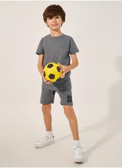Styli Badge Detail Short Sleeve T-Shirt and Shorts Co-Ords  - Image 1