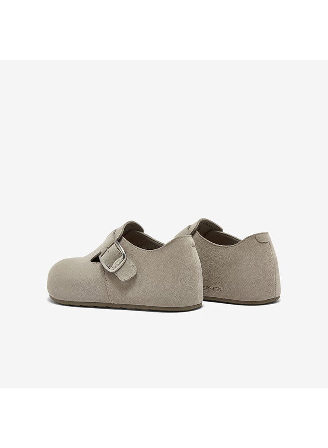 Basto [vanilla Mousse] 25 Autumn Mall Genuine Leather Full-coverage Thick-soled Birkenstock Style Height-increasing Women's Loafers Gray 37 - Image 3