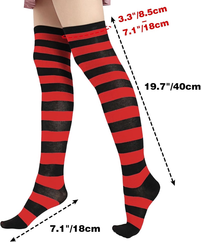 DAZCOS Striped Thigh High Socks Elastic Over The Knee Knit Stockings Leg Warmers for Christmas - Image 3