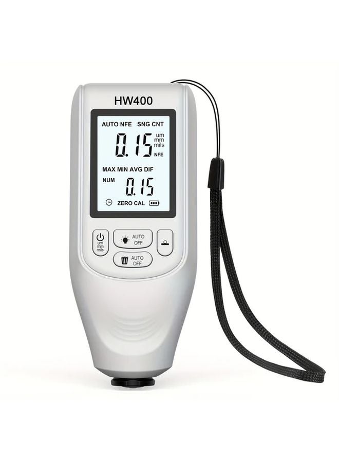White Digital Coating Thickness Gauge High Precision 0 2000 Micrometer Dual Fe NFe Probes ABS Material No Battery Automotive Industrial Use - Image 1