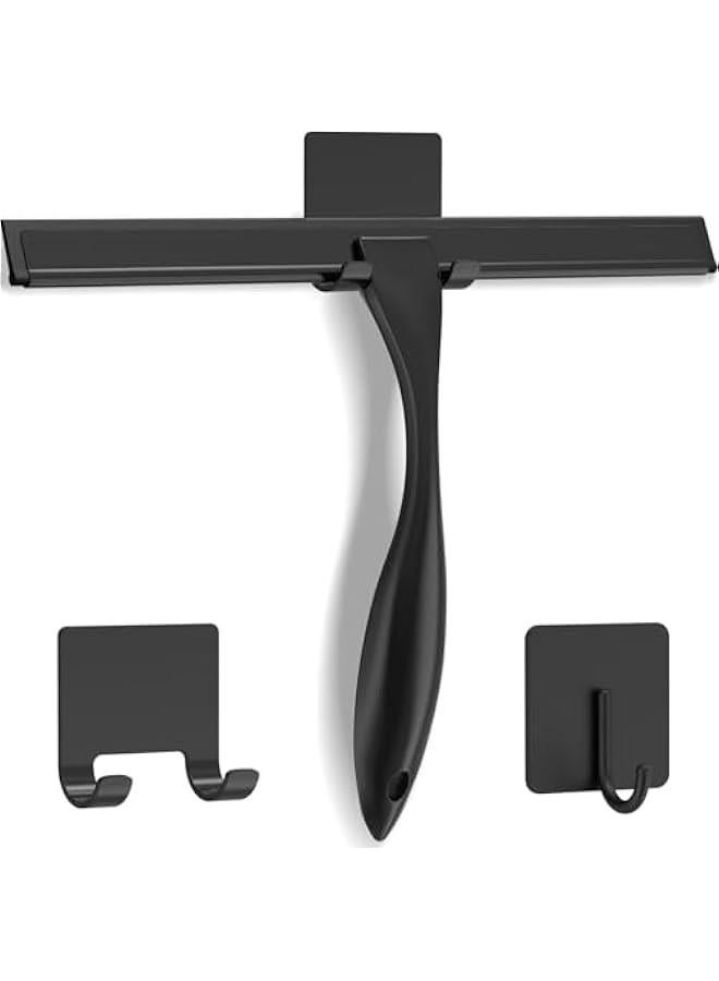 HOOKOR Durku Shower Squeegee,10 Inch All-Purpose Stainless Steel Window Squeegee Cleaner,Bathroom Cleaner Tool for Shower Glass Door,Shower Screen Wiper for Bathroom,Window,Mirror (Black) - Image 1