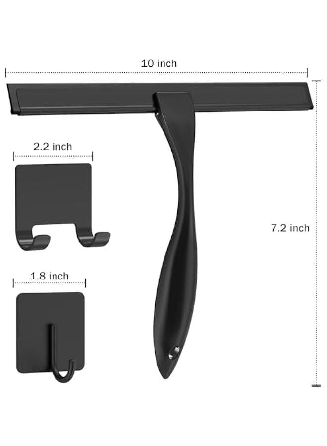 HOOKOR Durku Shower Squeegee,10 Inch All-Purpose Stainless Steel Window Squeegee Cleaner,Bathroom Cleaner Tool for Shower Glass Door,Shower Screen Wiper for Bathroom,Window,Mirror (Black) - Image 2
