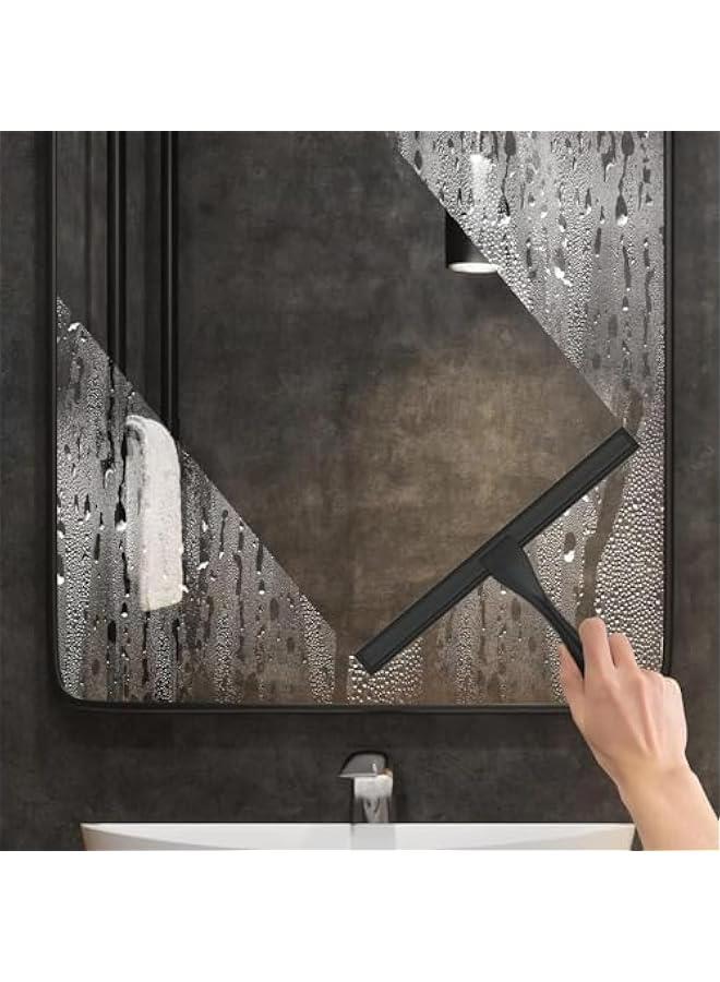 HOOKOR Durku Shower Squeegee,10 Inch All-Purpose Stainless Steel Window Squeegee Cleaner,Bathroom Cleaner Tool for Shower Glass Door,Shower Screen Wiper for Bathroom,Window,Mirror (Black) - Image 4