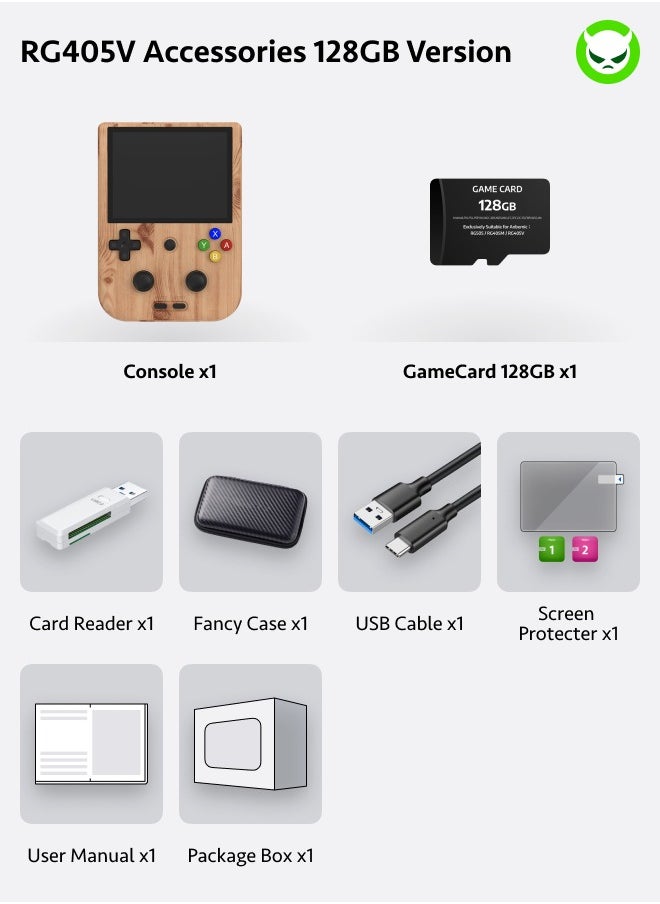 ANBERNIC  Anbernic RG405V Game Console 4-inch IPS Touch Screen 640*480 Android 12 Unisoc Tiger T618 5500mAh 5G WiFi BT Heat Dissipation 26 Emulators Gift Package【Wood-128G with 20,000 Games Pre-installed】  - Image 2