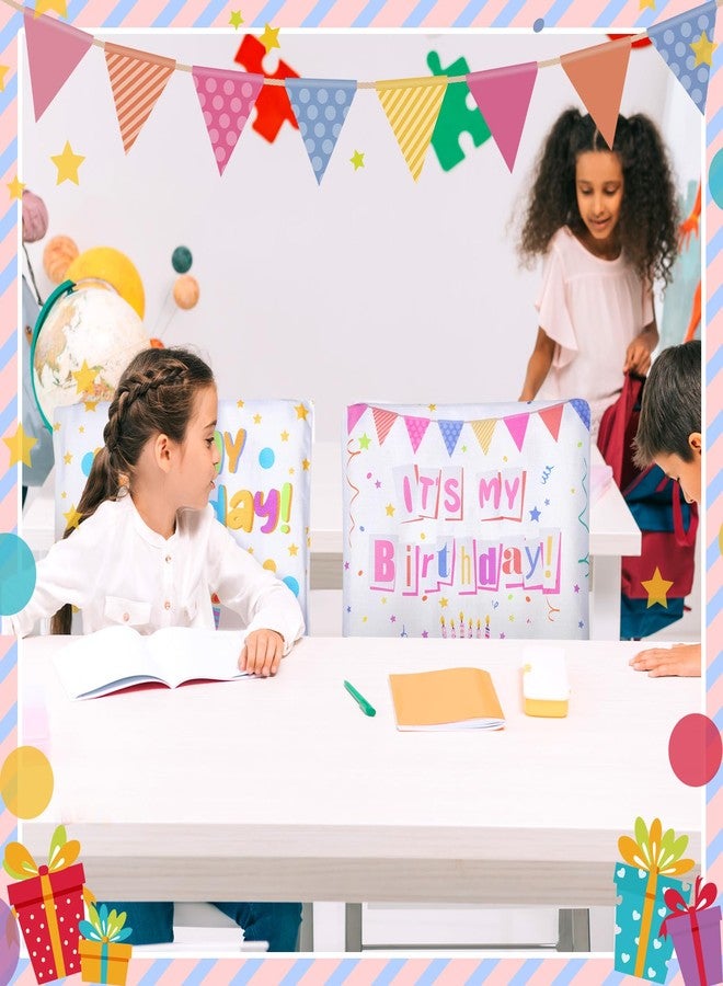 FuWeave 6 Pcs Back to School Happy Birthday Chair Covers for Classroom 20x24 Inch Student Classroom Seat Cover Reusable Washable Party Decorations for Teachers School Celebration(It's My Birthday) - Image 3