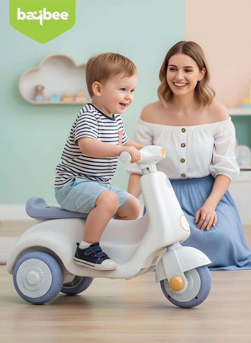 بيبي سيارة دفع للأطفال، سيارة دفع للأطفال الصغار مع أضواء RGB وموسيقى ومقعد واسع | سيارة دفع للأطفال | سيارة دفع للأطفال الصغار من سنة إلى 3 سنوات للأولاد والبنات باللون الأبيض - Image 3