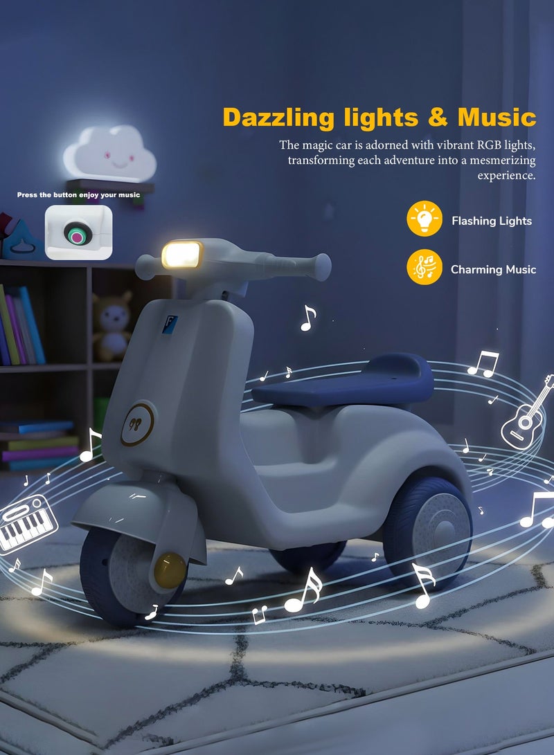 بيبي سيارة دفع للأطفال، سيارة دفع للأطفال الصغار مع أضواء RGB وموسيقى ومقعد واسع | سيارة دفع للأطفال | سيارة دفع للأطفال الصغار من سنة إلى 3 سنوات للأولاد والبنات باللون الأبيض - Image 4