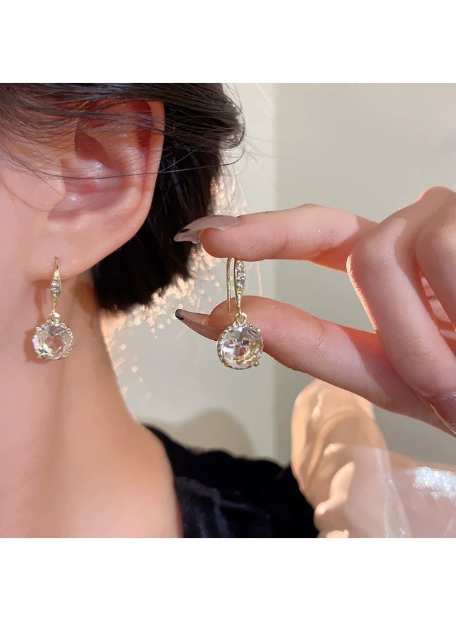 Goolsky Korean Design Sparkling Crystal Earrings for Women – Vintage Minimalist Hook Earrings, Trendy Luxury Style Crystal Inlays Anti-Tarnish, Formal Casual Events Eid Gatherings - Image 1