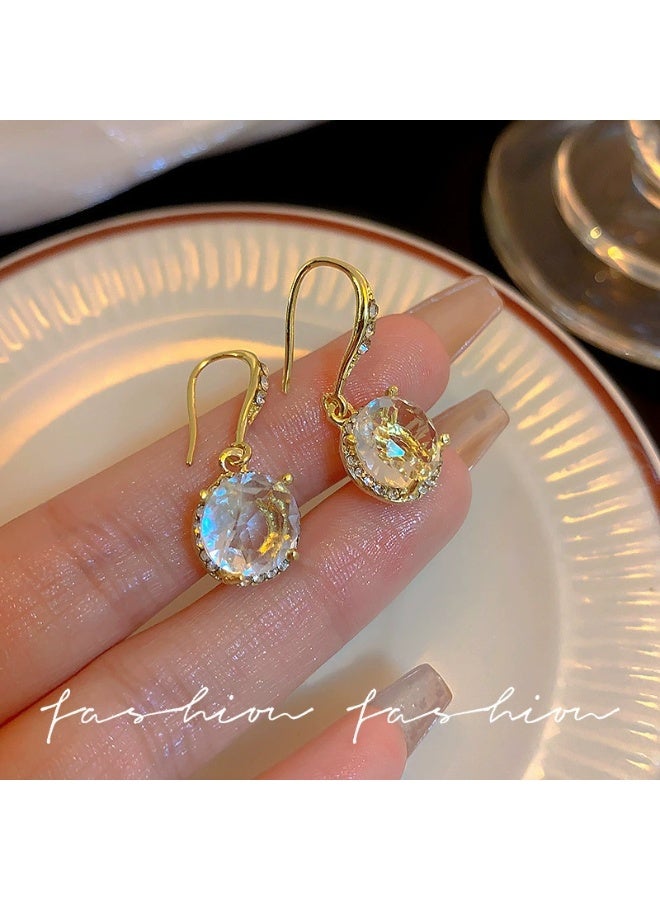 Goolsky Korean Design Sparkling Crystal Earrings for Women – Vintage Minimalist Hook Earrings, Trendy Luxury Style Crystal Inlays Anti-Tarnish, Formal Casual Events Eid Gatherings - Image 3