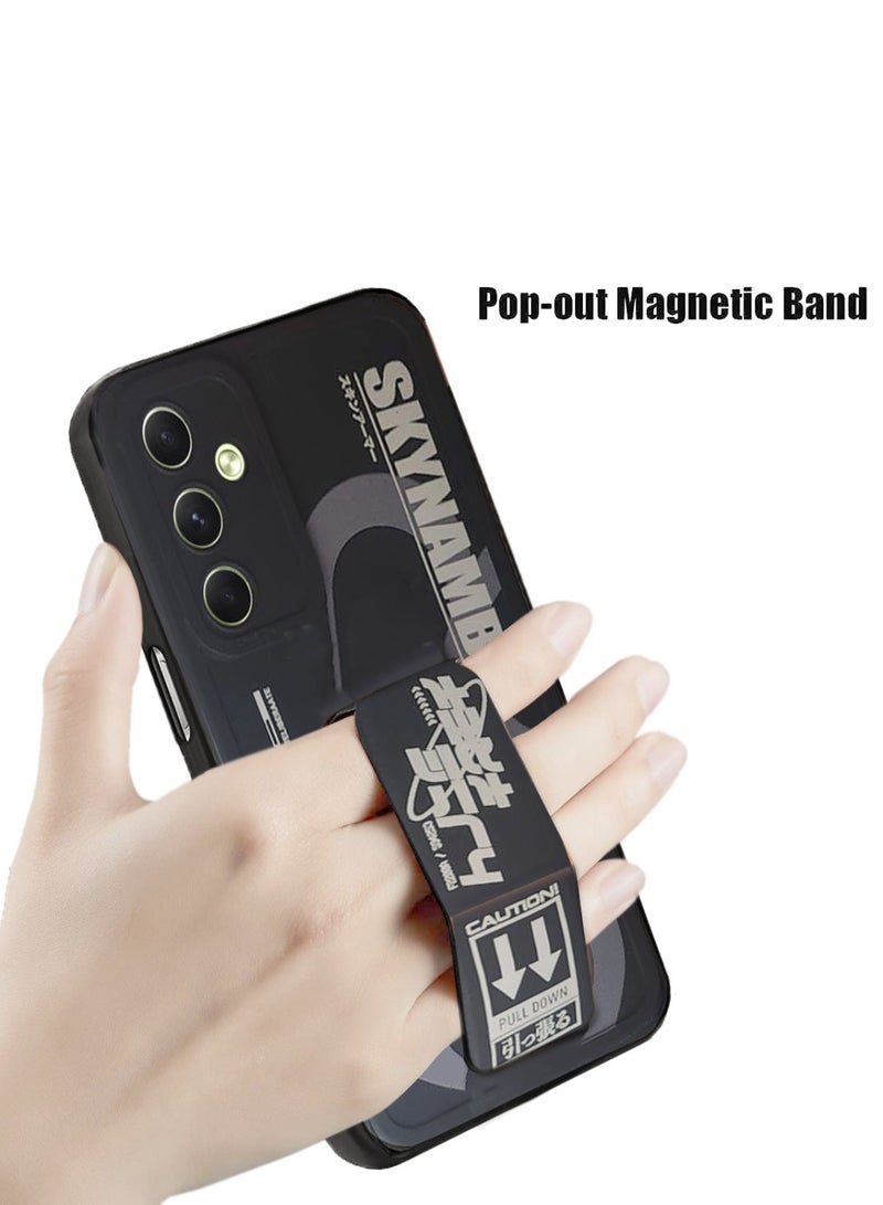Techie Aesthetic Fashion Silicone with Magnetic Secure Hand Grip Case Cover for Samsung Galaxy A14 5G – Black - Image 5