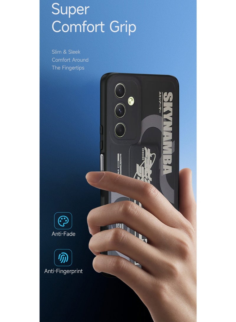 Techie Aesthetic Fashion Silicone with Magnetic Secure Hand Grip Case Cover for Samsung Galaxy A14 5G – Black - Image 3