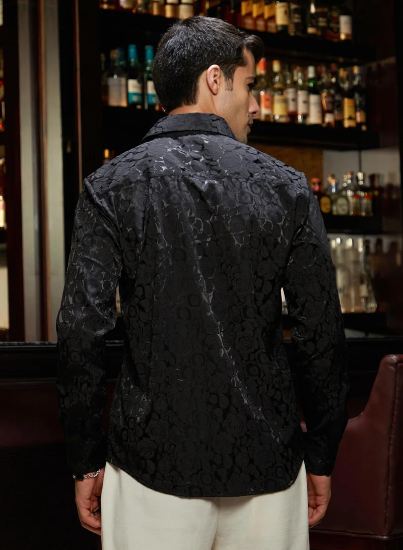 كامبوس سوترا Men's Onyx Black Rose-Tactile Shirt