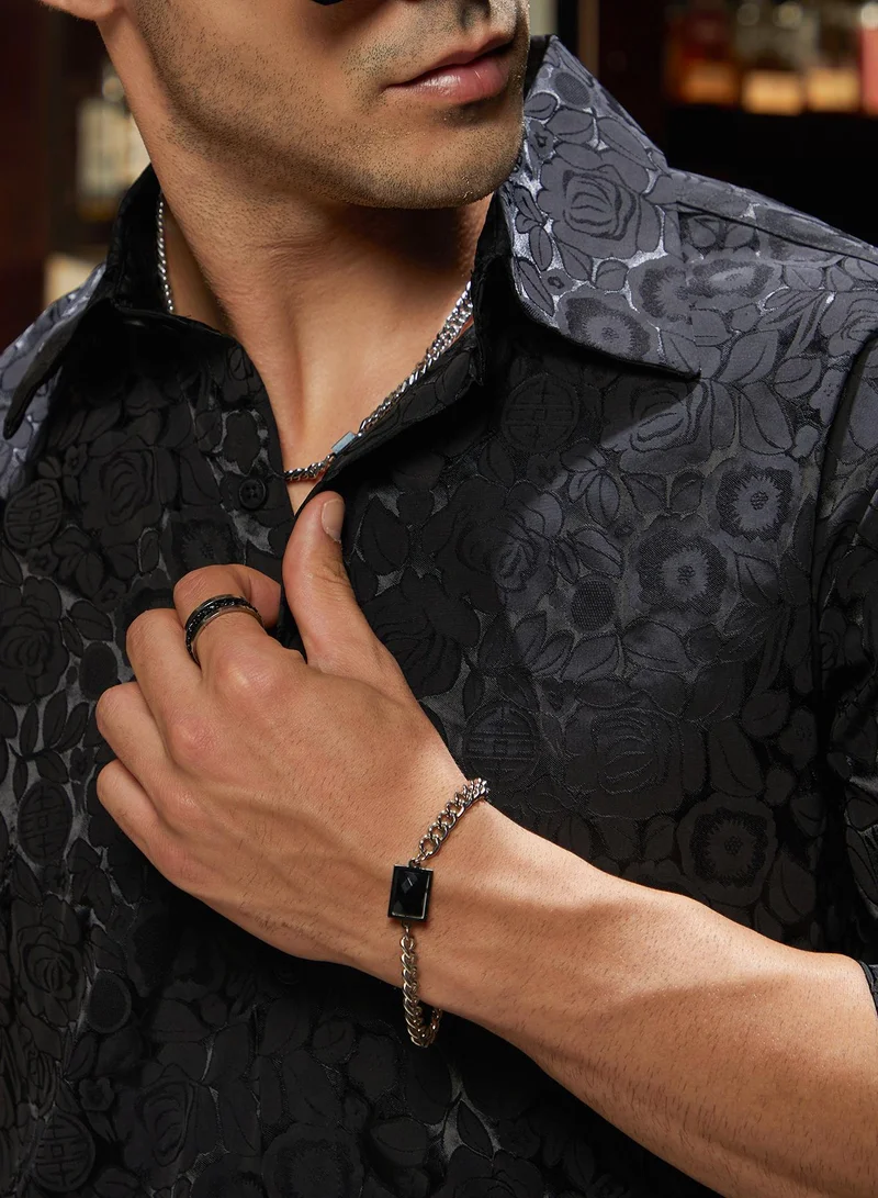 كامبوس سوترا Men's Onyx Black Rose-Tactile Shirt