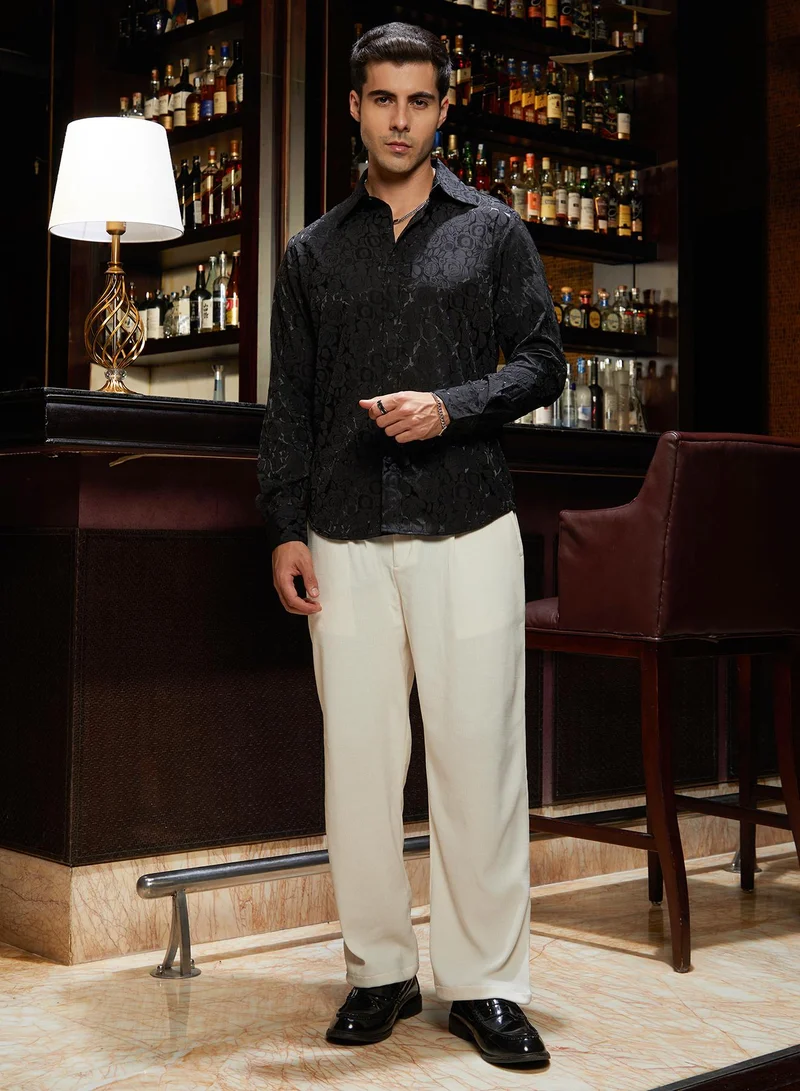 كامبوس سوترا Men's Onyx Black Rose-Tactile Shirt