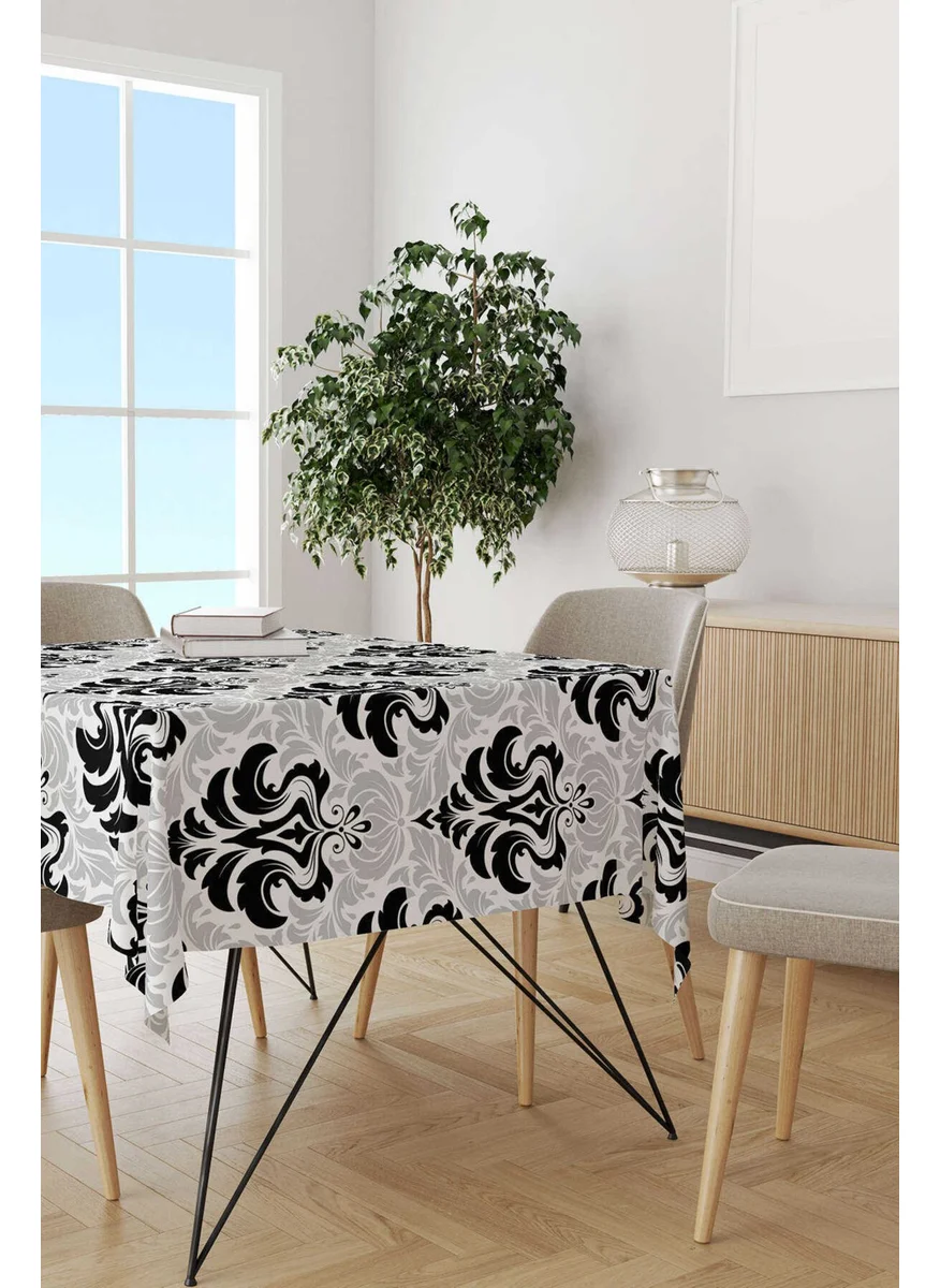 Cango Home Black and White Ethnic Damask Patterned Tablecloth CGH344-MS