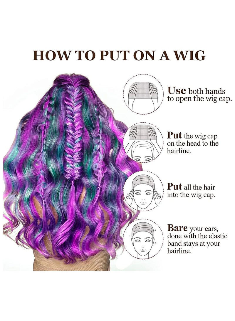 إستيل قبعات شعر مستعار 4 قطع قبعات نايلون بسط تخزين قبعات شعر مستعار قبعات شعر مستعار للنساء (بني غامق) - Image 5