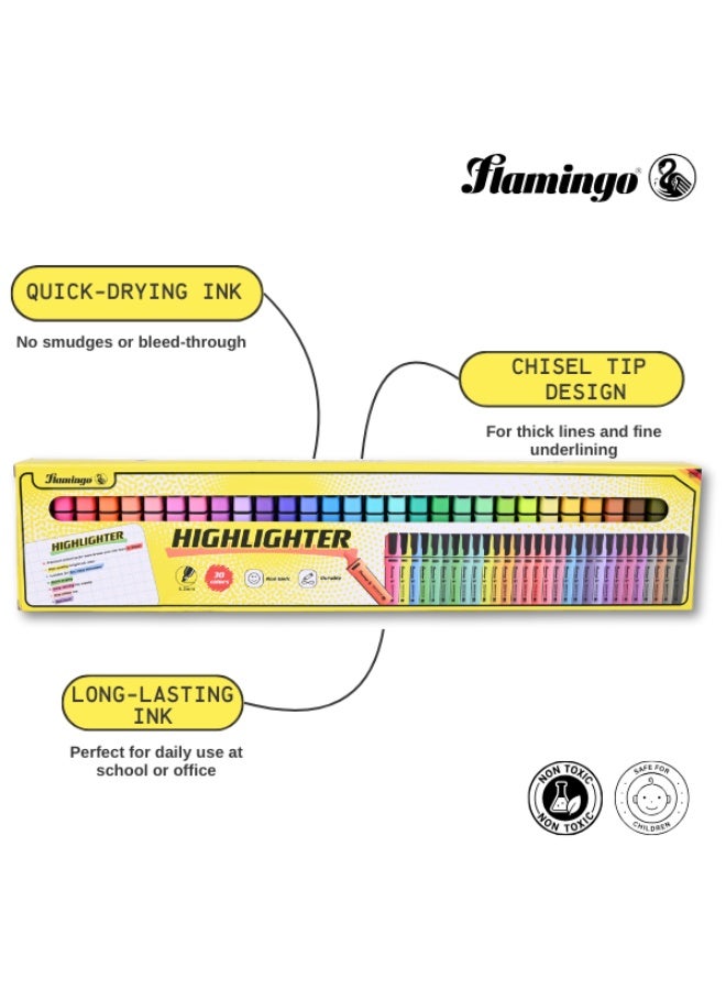 Flamingo Highlighters - 30 Assorted Colors - Quick-Drying & Non-Toxic - Image 2